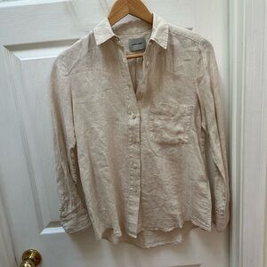 Rachel Comey Beige Natural Linen Shirt button down collared s small